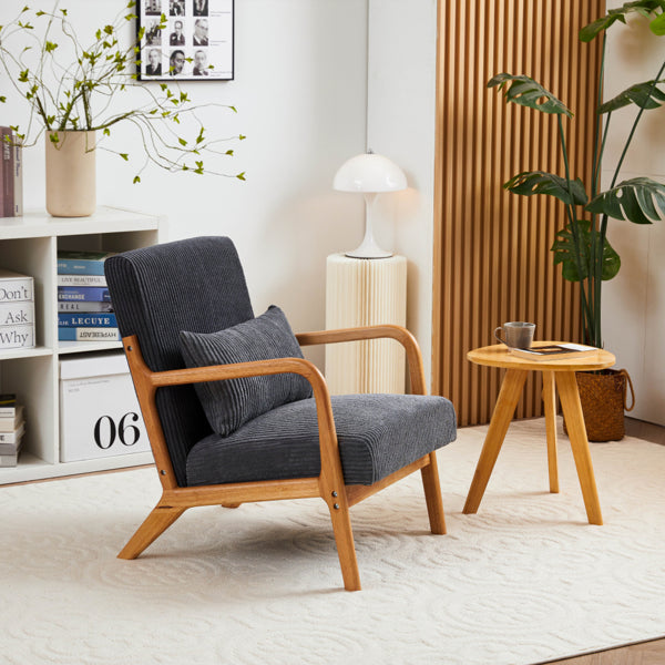 Mid-Century Modern Accent Chair, Arm Chair Living Room Chairs With Pillow