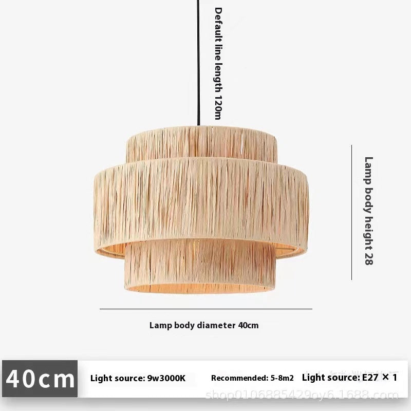 Rattan Vintage Luji Storm Lantern Japanese Style Bar Chandelier
