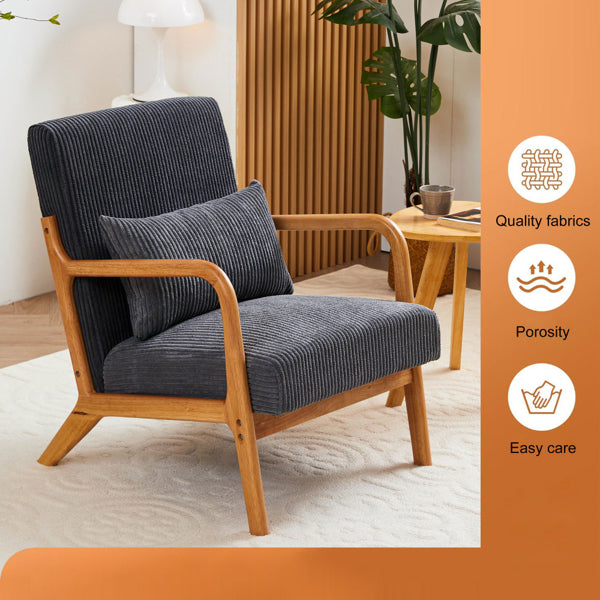 Mid-Century Modern Accent Chair, Arm Chair Living Room Chairs With Pillow