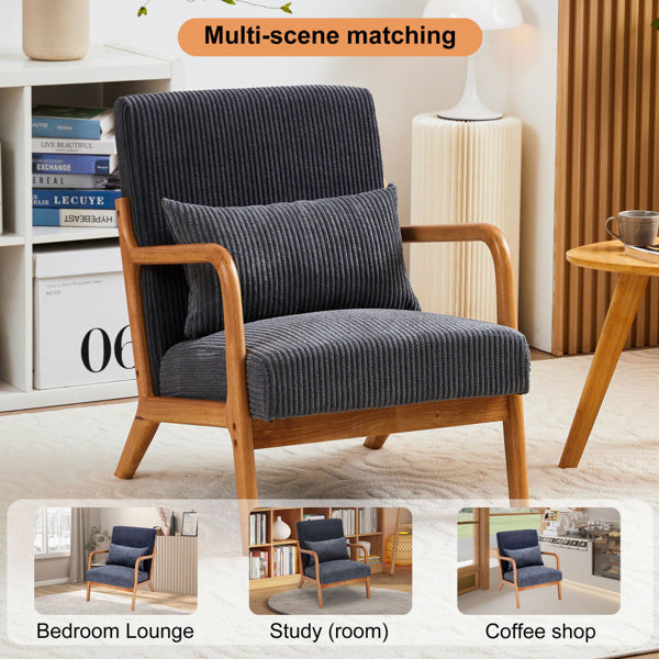 Mid-Century Modern Accent Chair, Arm Chair Living Room Chairs With Pillow