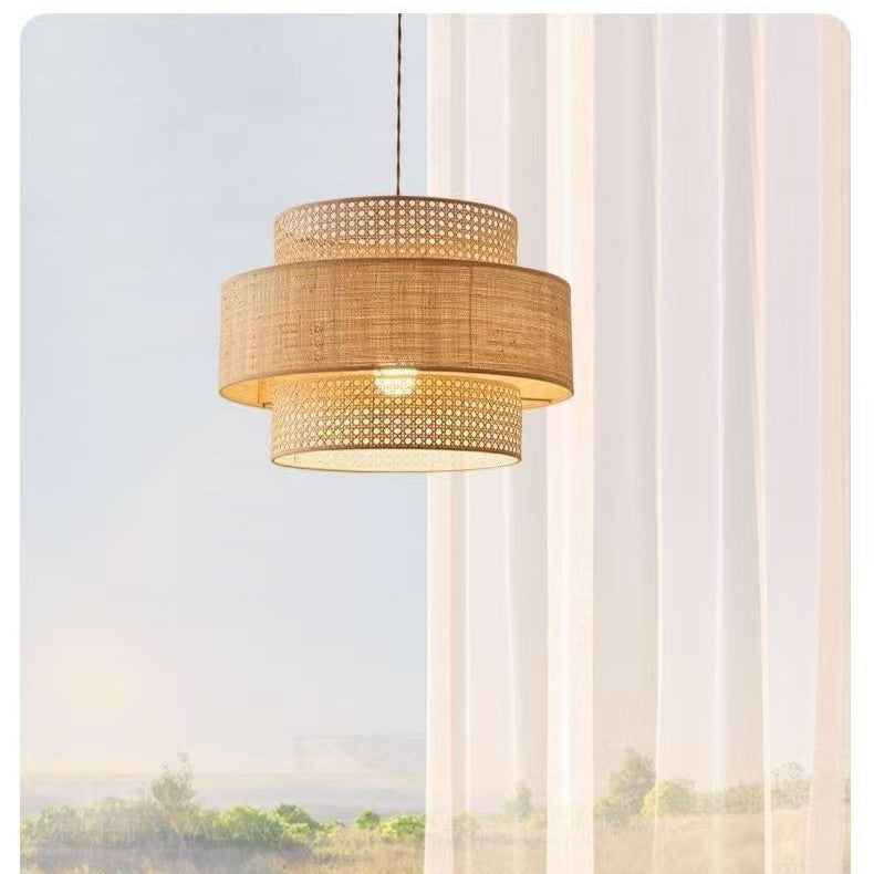Rattan Vintage Luji Storm Lantern Japanese Style Bar Chandelier