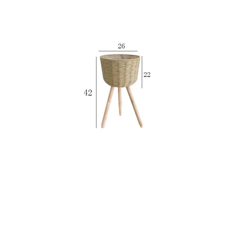 Rattan Woven Wood Simple Woven Flower Floor Basket Set Living Room