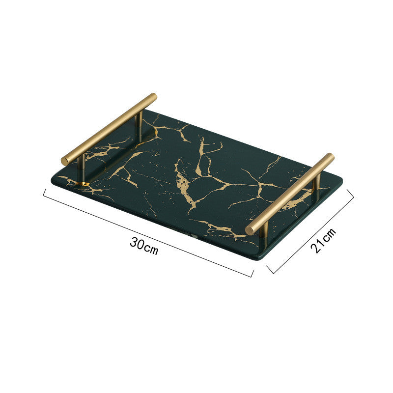Marble rectangular ceramic tray