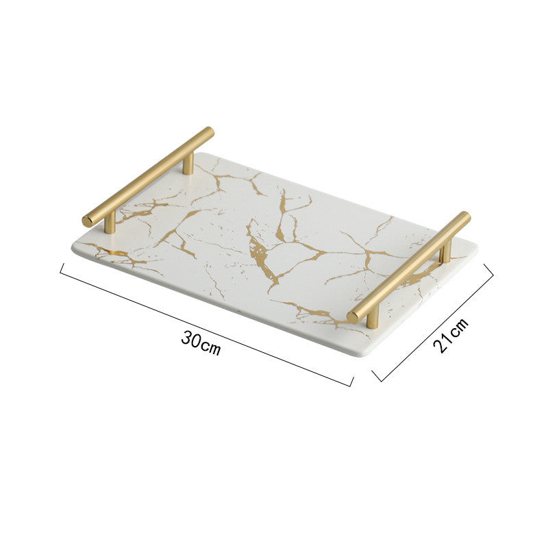 Marble rectangular ceramic tray