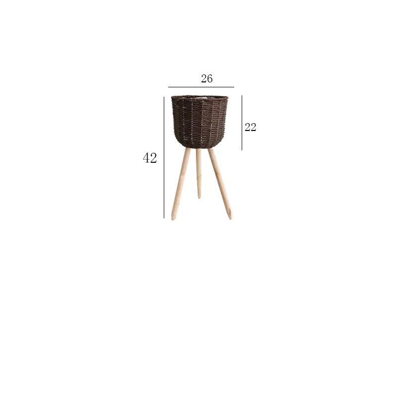 Rattan Woven Wood Simple Woven Flower Floor Basket Set Living Room