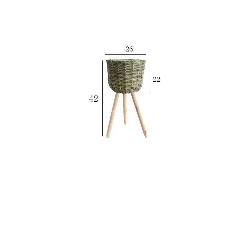Rattan Woven Wood Simple Woven Flower Floor Basket Set Living Room