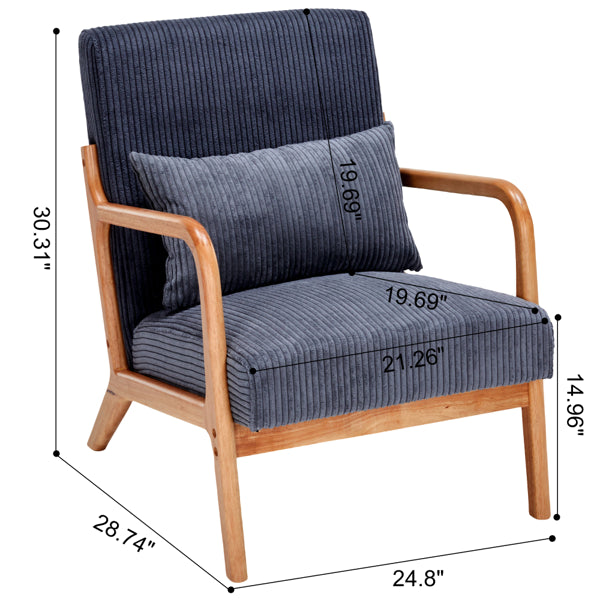 Mid-Century Modern Accent Chair, Arm Chair Living Room Chairs With Pillow