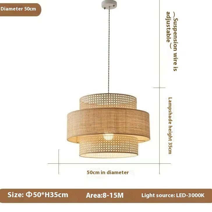 Rattan Vintage Luji Storm Lantern Japanese Style Bar Chandelier