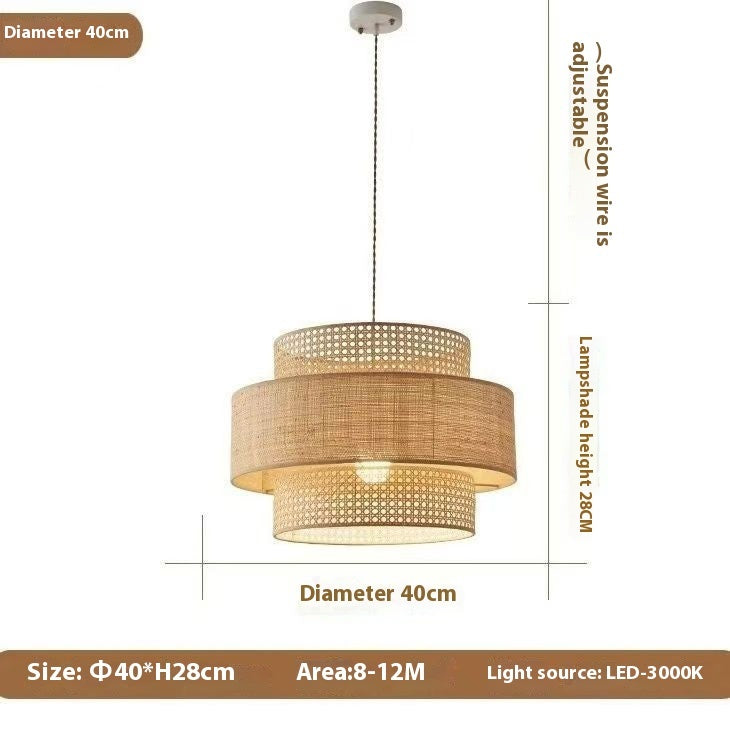 Rattan Vintage Luji Storm Lantern Japanese Style Bar Chandelier